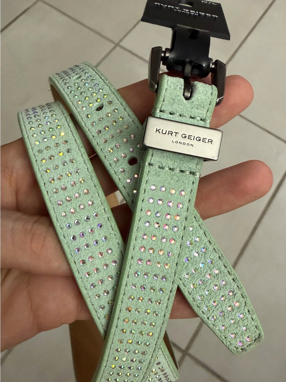 Genuine Suede Leather Rhinestone Belt – Kurt Geiger
